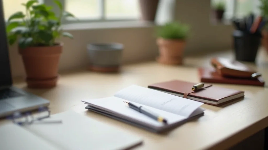 Well-organized student desk with quality pens and notebooks