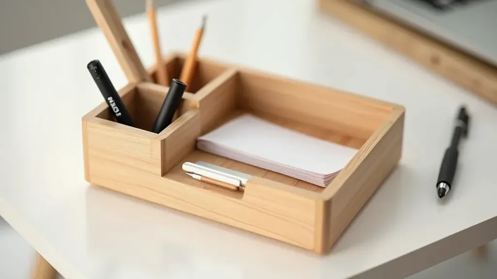 Modular oak desk organizer