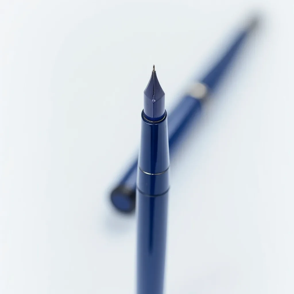 Premium Czech-made fountain pen with deep blue barrel and stainless steel nib
